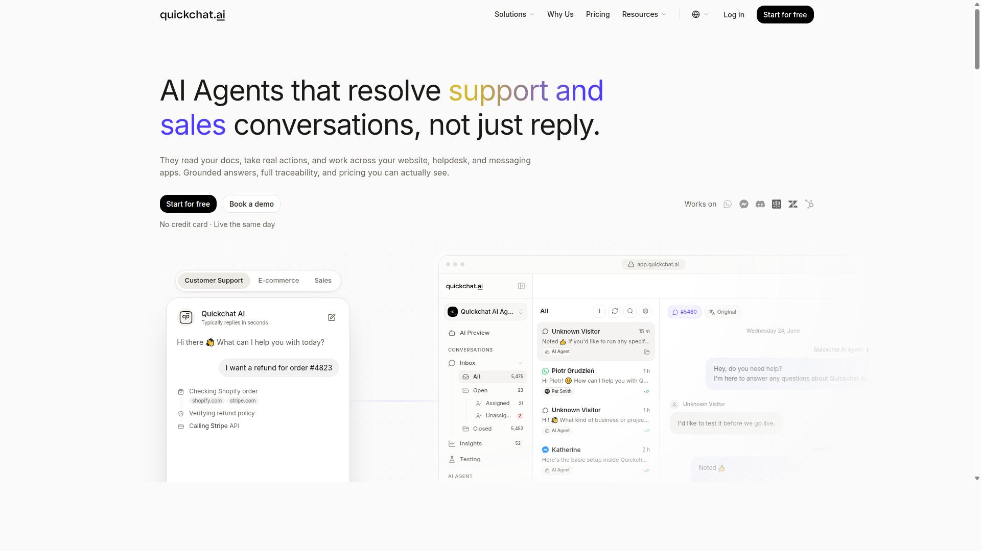 Quickchat AI website