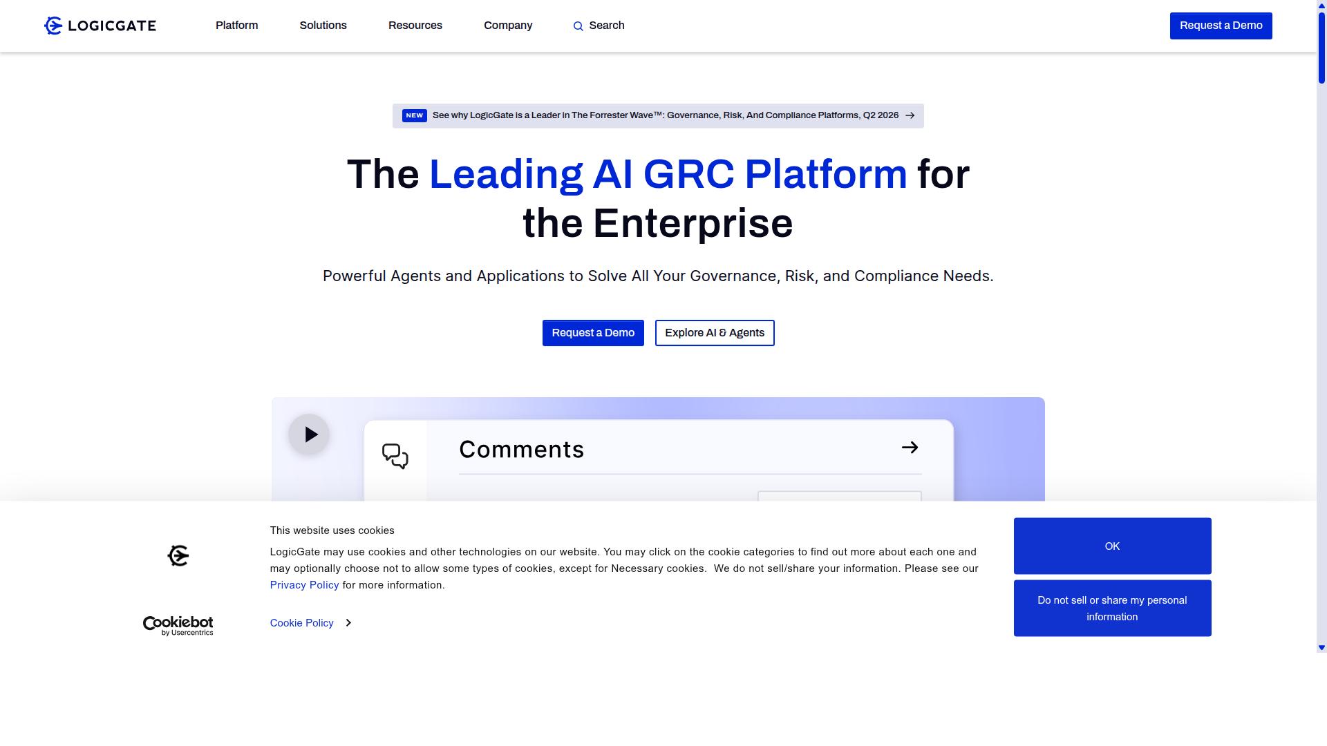 LogicGate Risk Cloud website