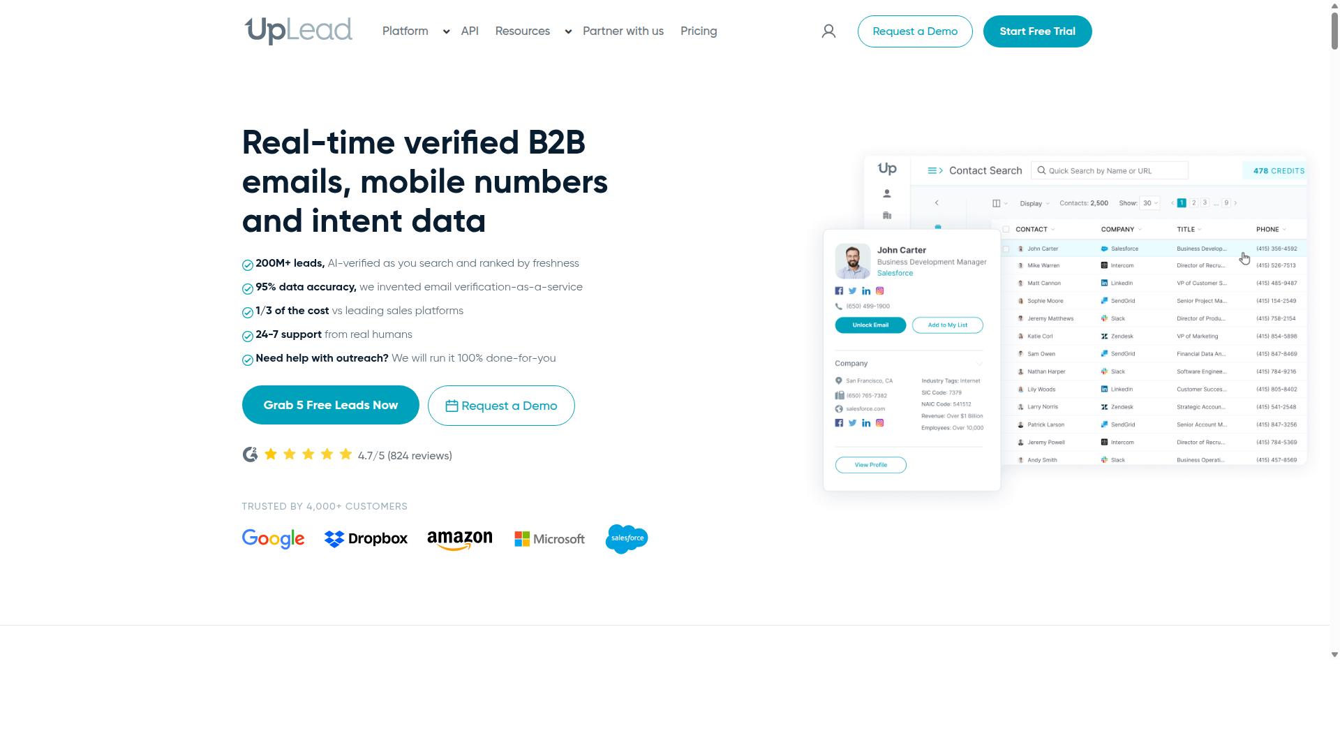 UpLead website